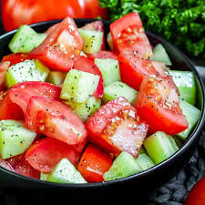 Tomato and cucumber salads